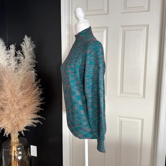 Vintage Le Moda Knitwear Multicolor Silk Blend Mock Neck Sweater 
Size Small - Picture 3 of 13